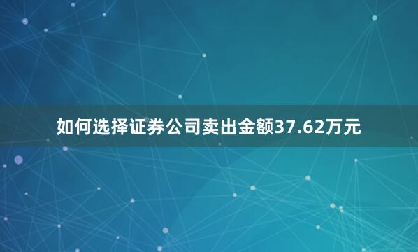 如何选择证券公司卖出金额37.62万元
